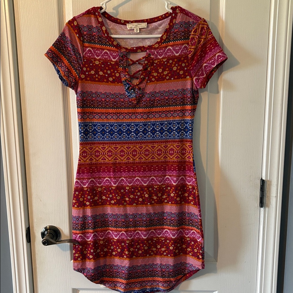Colorful Striped Mini Dress